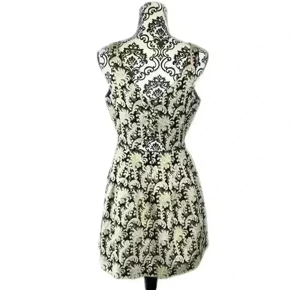Jealous Tomato High End Boutique Black&Tan Brocade Fit & Flare Metalic Dress, M - Picture 5 of 11